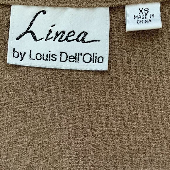 Linea Louis Dell'Olio Taupe-Brown V-Neck Tunic Top Sz XS #15D - Picture 6 of 8